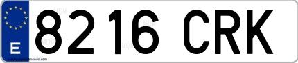 Ejemplo de matrícula española 8216 CRK