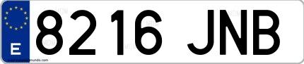 Ejemplo de matrícula española 8216 JNB