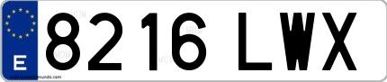 Ejemplo de matrícula española 8216 LWX