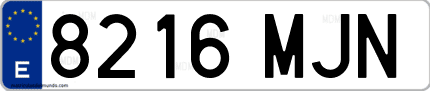 Ejemplo de matrícula de coche ordinaria 8216 MJN