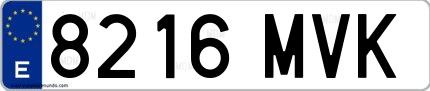 Ejemplo de matrícula española 8216 MVK