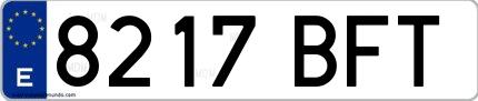 Ejemplo de matrícula española 8217 BFT