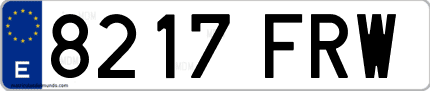 Ejemplo de matrícula de coche ordinaria 8217 FRW