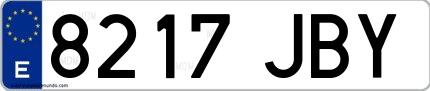 Ejemplo de matrícula española 8217 JBY