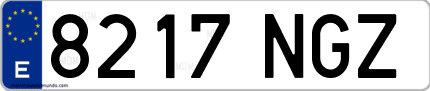 Ejemplo de matrícula de coche ordinaria 8217 NGZ