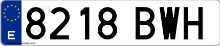 Ejemplo de matrícula española 8218 BWH