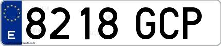 Ejemplo de matrícula española 8218 GCP