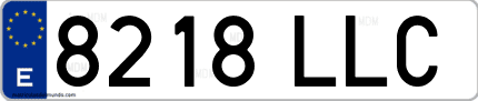 Ejemplo de matrícula de coche ordinaria 8218 LLC