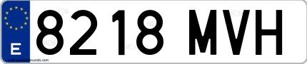 Ejemplo de matrícula española 8218 MVH