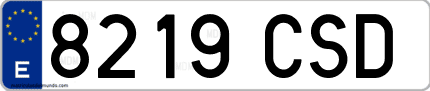 Ejemplo de matrícula de coche ordinaria 8219 CSD