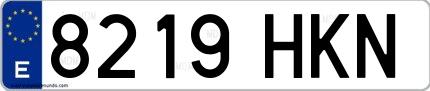 Ejemplo de matrícula española 8219 HKN