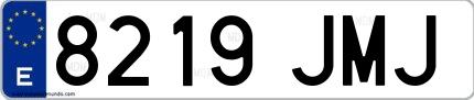 Ejemplo de matrícula española 8219 JMJ