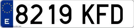 Ejemplo de matrícula de coche ordinaria 8219 KFD