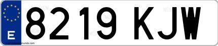 Ejemplo de matrícula española 8219 KJW