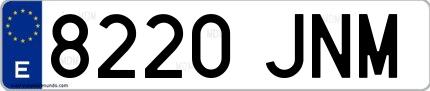 Ejemplo de matrícula española 8220 JNM