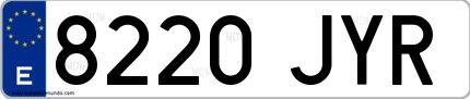 Ejemplo de matrícula española 8220 JYR