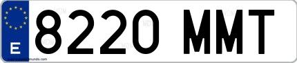 Ejemplo de matrícula española 8220 MMT