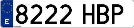Ejemplo de matrícula española 8222 HBP