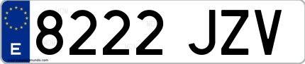 Ejemplo de matrícula española 8222 JZV