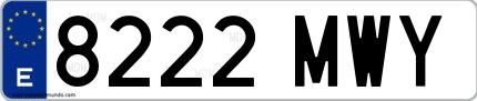 Ejemplo de matrícula española 8222 MWY