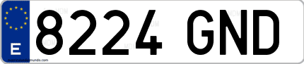 Ejemplo de matrícula de coche ordinaria 8224 GND