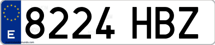 Ejemplo de matrícula de coche ordinaria 8224 HBZ