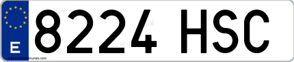 Ejemplo de matrícula de coche ordinaria 8224 HSC