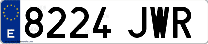 Ejemplo de matrícula de coche ordinaria 8224 JWR