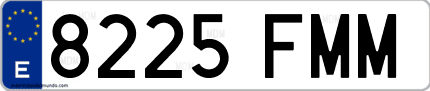 Ejemplo de matrícula de coche ordinaria 8225 FMM