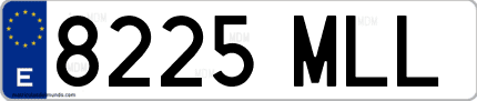 Ejemplo de matrícula de coche ordinaria 8225 MLL