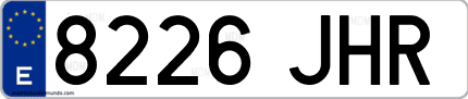 Ejemplo de matrícula de coche ordinaria 8226 JHR