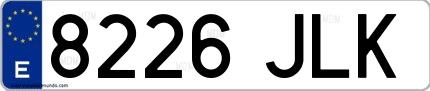 Ejemplo de matrícula española 8226 JLK
