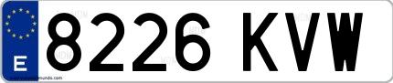Ejemplo de matrícula española 8226 KVW