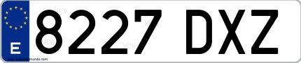 Ejemplo de matrícula española 8227 DXZ