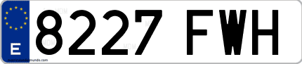 Ejemplo de matrícula de coche ordinaria 8227 FWH