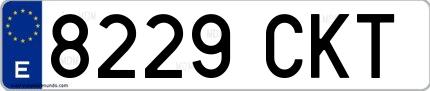 Ejemplo de matrícula española 8229 CKT