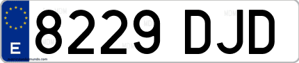 Ejemplo de matrícula de coche ordinaria 8229 DJD