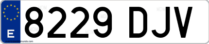 Ejemplo de matrícula de coche ordinaria 8229 DJV