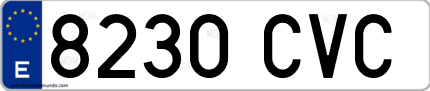 Ejemplo de matrícula de coche ordinaria 8230 CVC