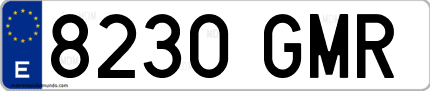 Ejemplo de matrícula de coche ordinaria 8230 GMR