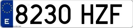 Ejemplo de matrícula española 8230 HZF