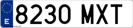 Ejemplo de matrícula española 8230 MXT