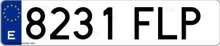 Ejemplo de matrícula española 8231 FLP