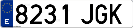 Ejemplo de matrícula de coche ordinaria 8231 JGK
