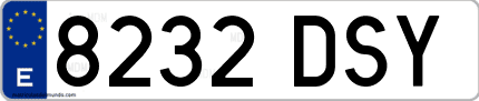 Ejemplo de matrícula de coche ordinaria 8232 DSY