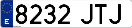 Ejemplo de matrícula de coche ordinaria 8232 JTJ