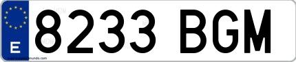 Ejemplo de matrícula española 8233 BGM
