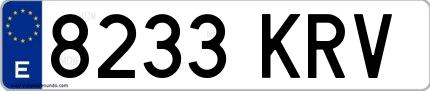 Ejemplo de matrícula española 8233 KRV