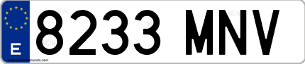 Ejemplo de matrícula de coche ordinaria 8233 MNV