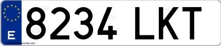 Ejemplo de matrícula española 8234 LKT